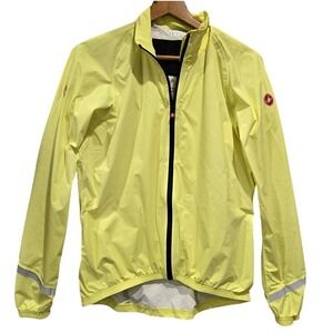Cycling Castelli Rain Jacket Windbreaker Womens M Neon Yellow Reflective Sleeve
